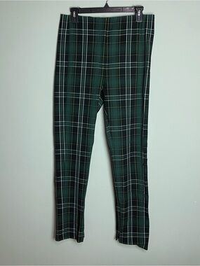 Ann Taylor Green Plaid Skinny Pants